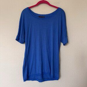 Adolfo Dominguez Bright Blue Scoop Neck Shirt Top Size Small Oversized